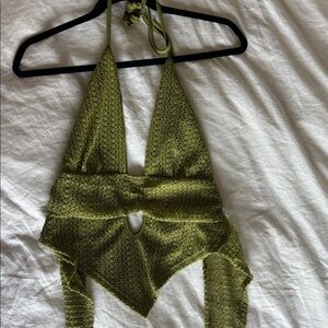 Green Knit Halter Top